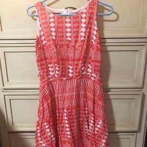 Nine West Orange and White A-Line Dress